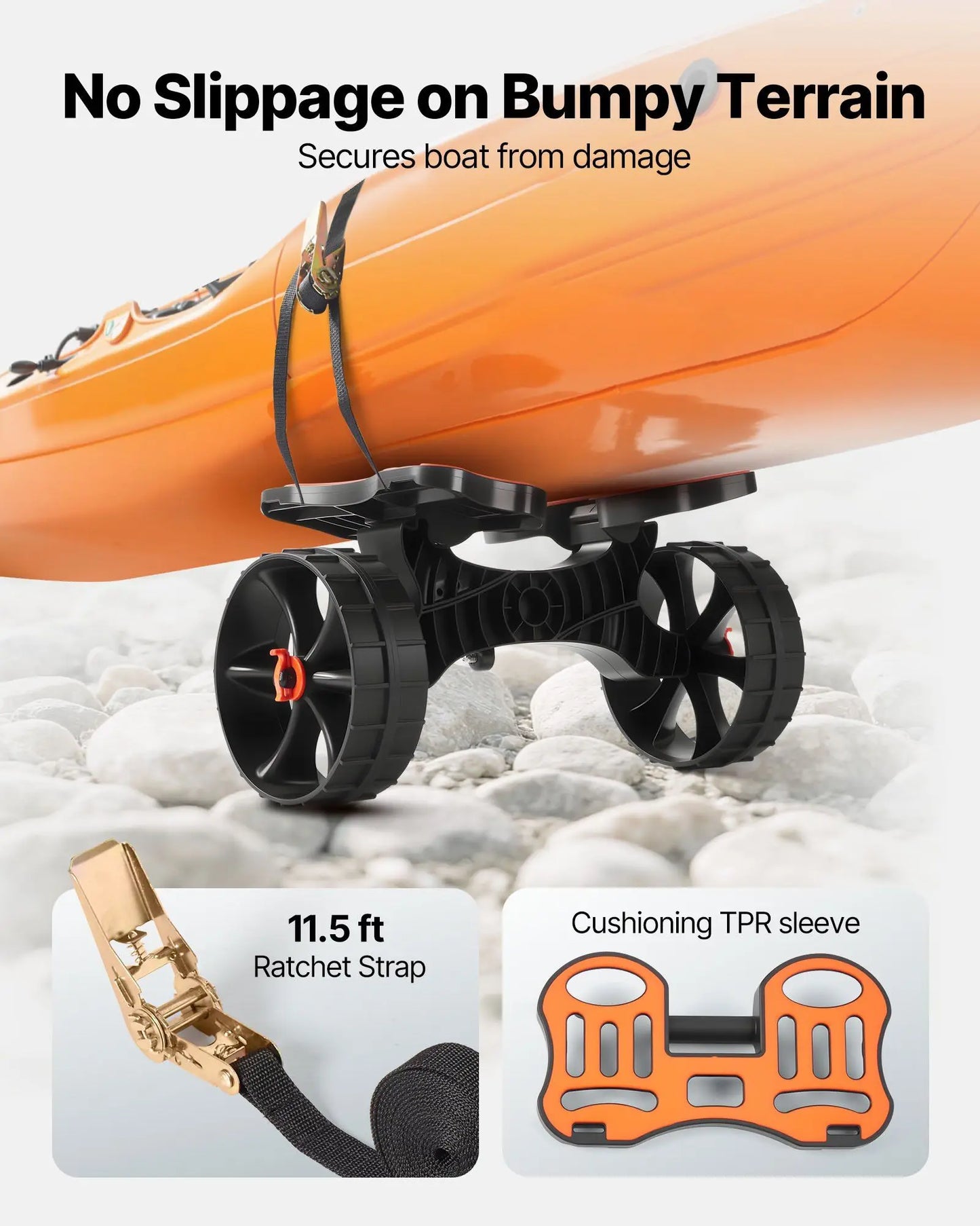 300lb Kayak Cart with 10-inch Solid Rubber Wheels
