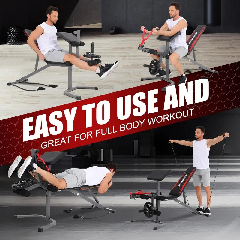 Adjustable Weight Bench Set with Leg Extension & Leg Curl, Weights not included