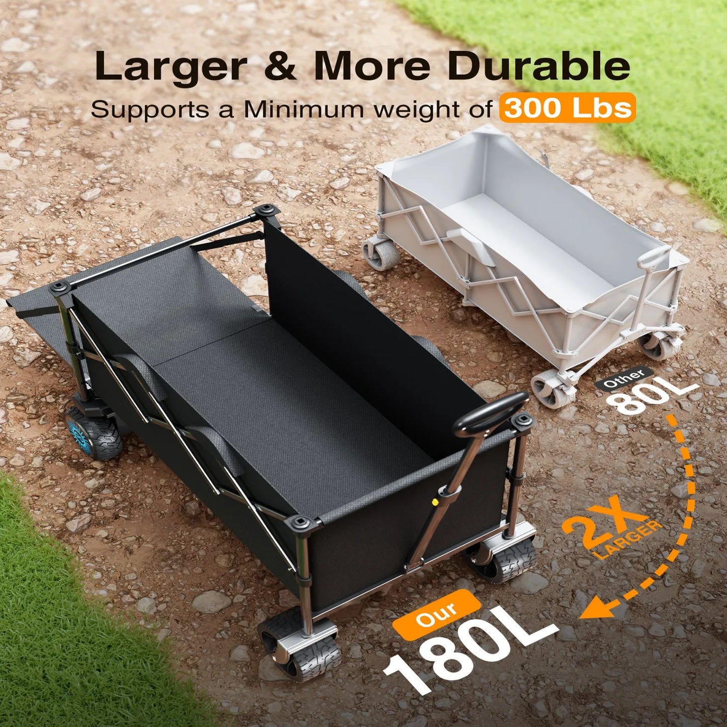 Foldable Electric Utility Wagon  All-Terrain Wheels
