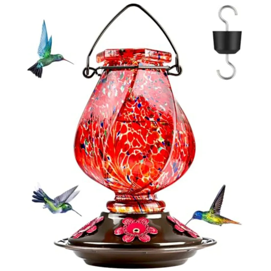 Hummingbird Feeder, Hand Blown Glass