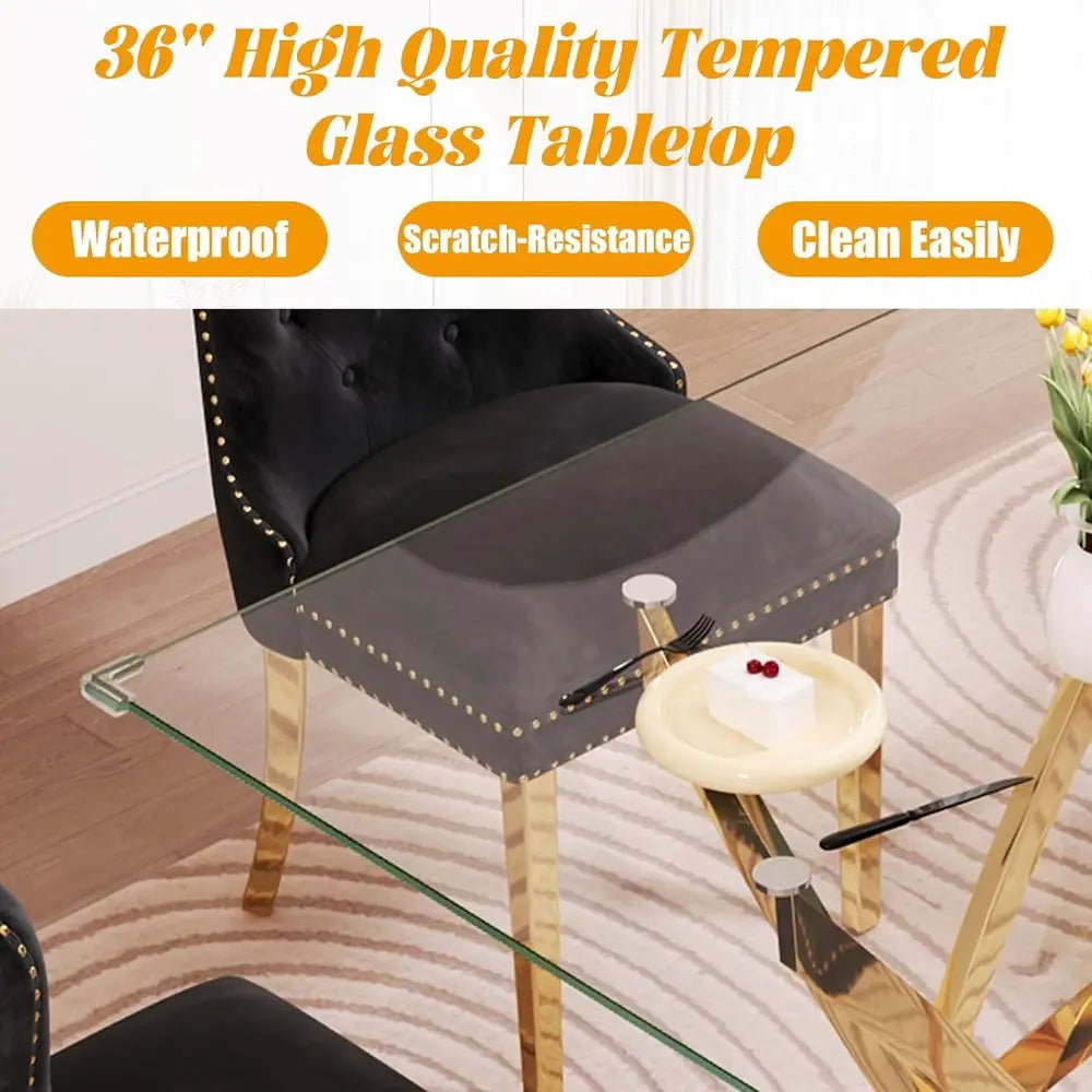 3-Piece Glass Dining Table Set, 36" Square