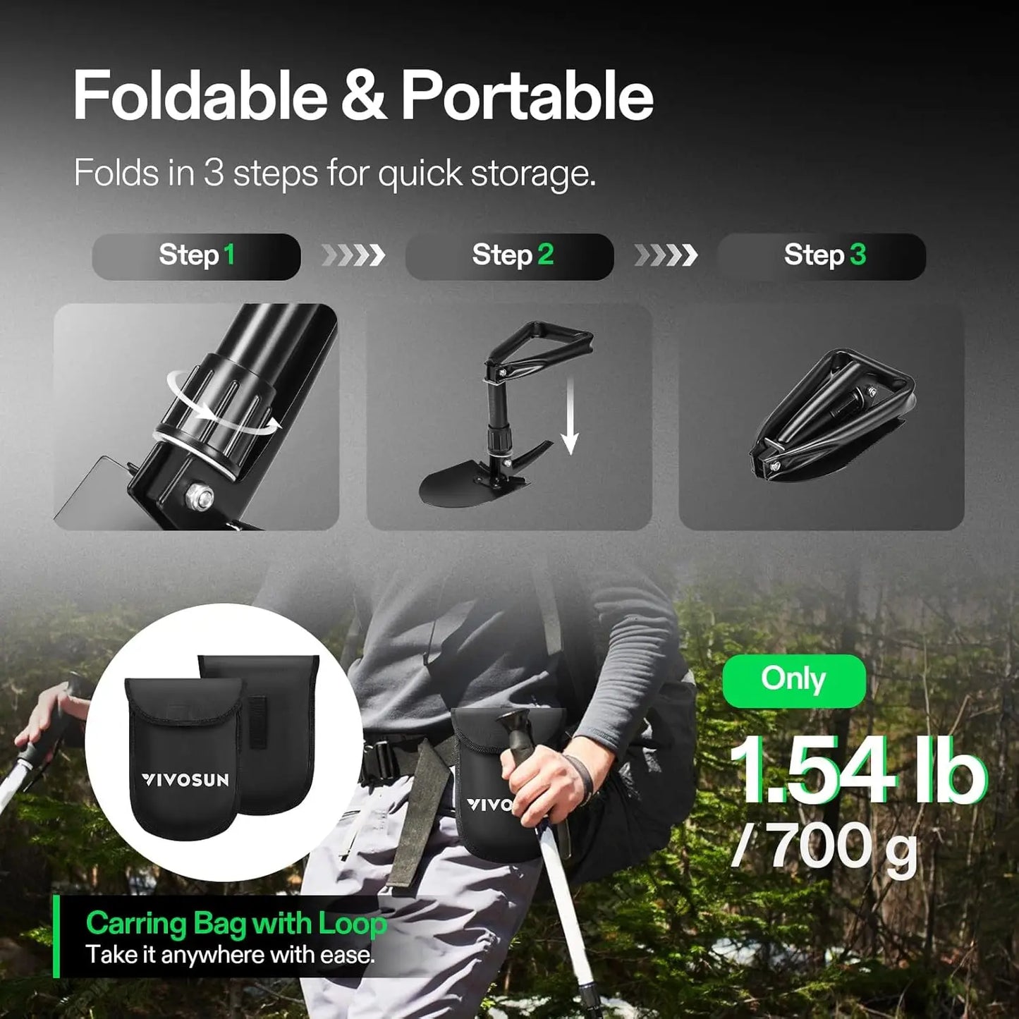 Folding Camping Shovel, 18''