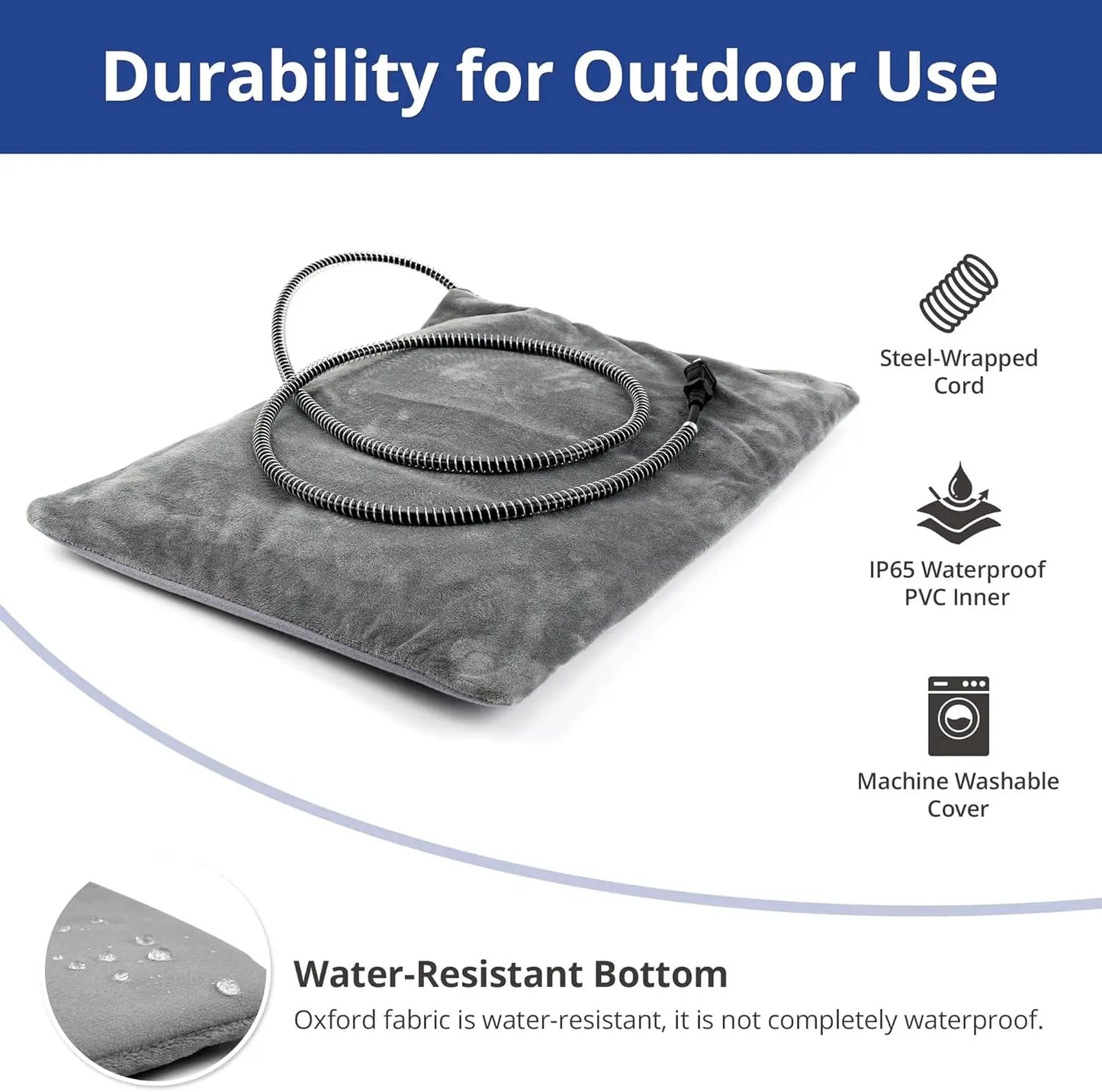 Outdoor  Pet Heating Pad with Steel-Wrapped Cord
