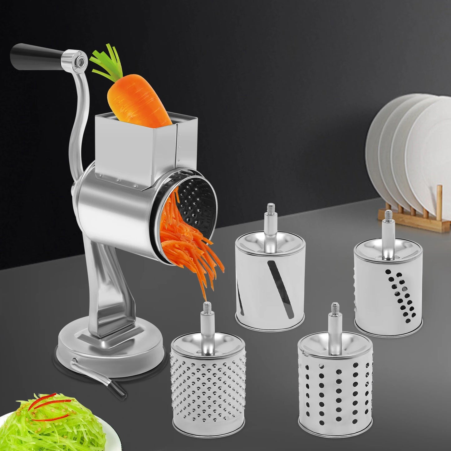 Rotary Grater W/5 Blades Stainless Steel Manual