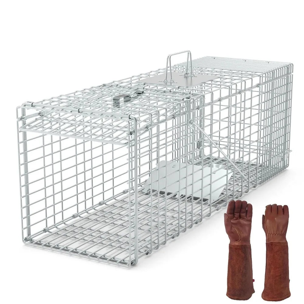 Live animal cage trap with Gloves