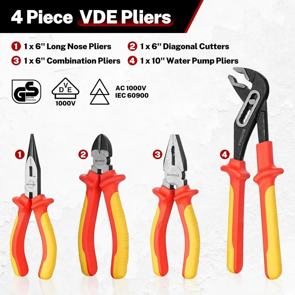 1000V Insulated Screwdriver & Pliers Set, 6-Piece