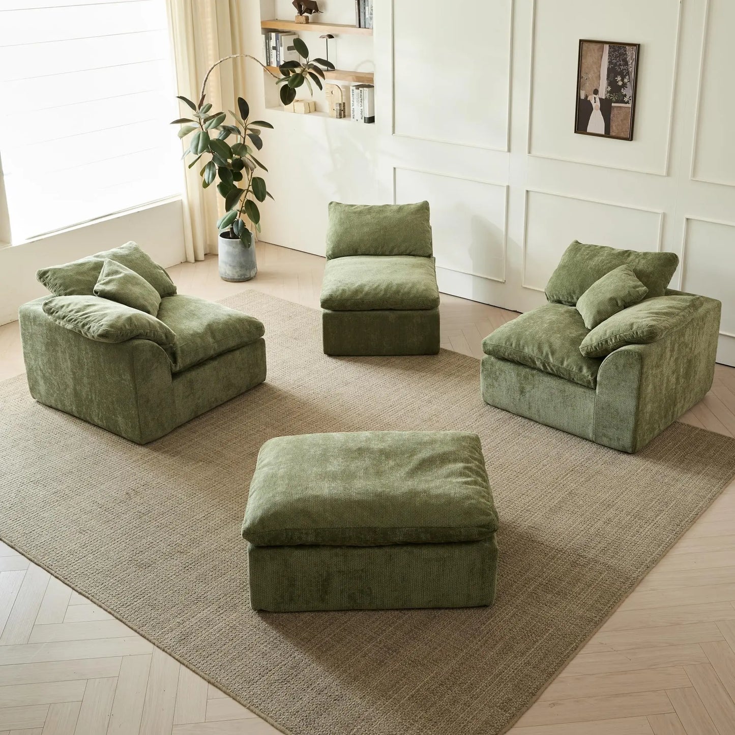 L-Shaped Modular Sectional with Ottoman