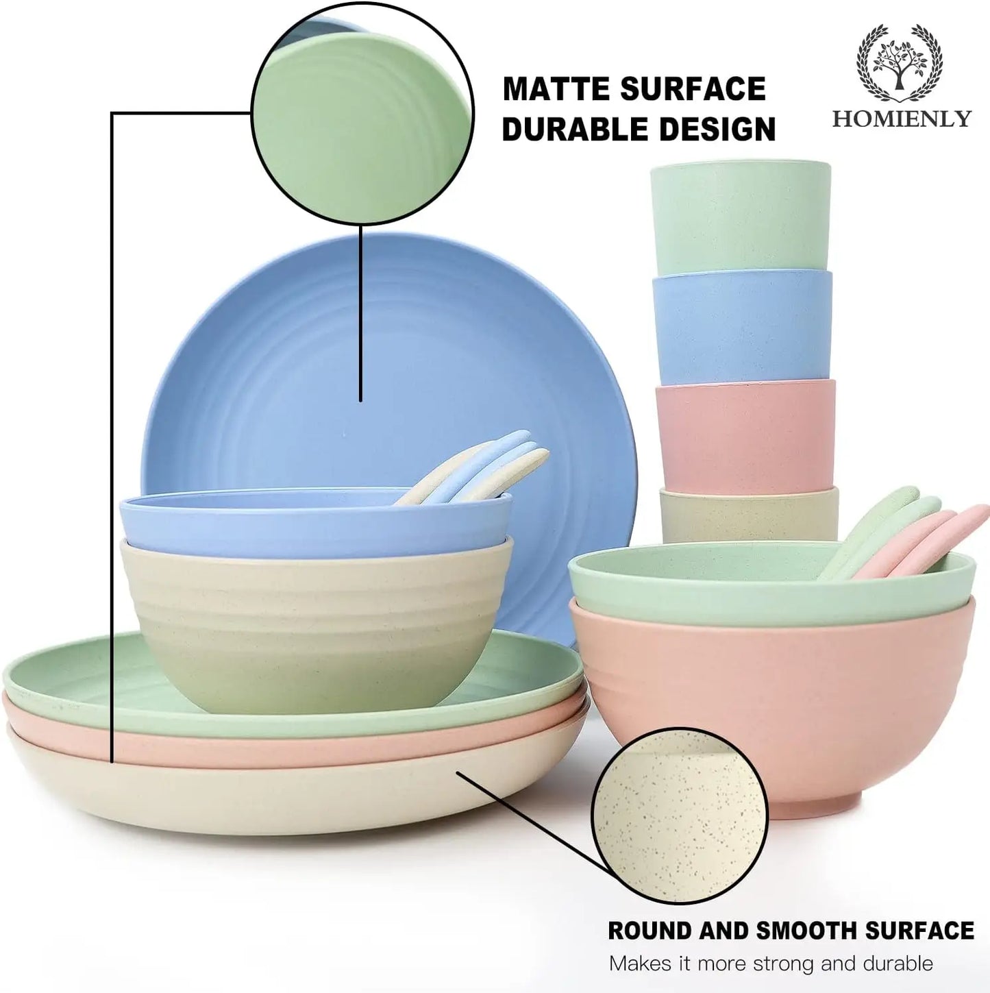 20-Piece Wheat Straw Dinnerware Set for 4 Camping