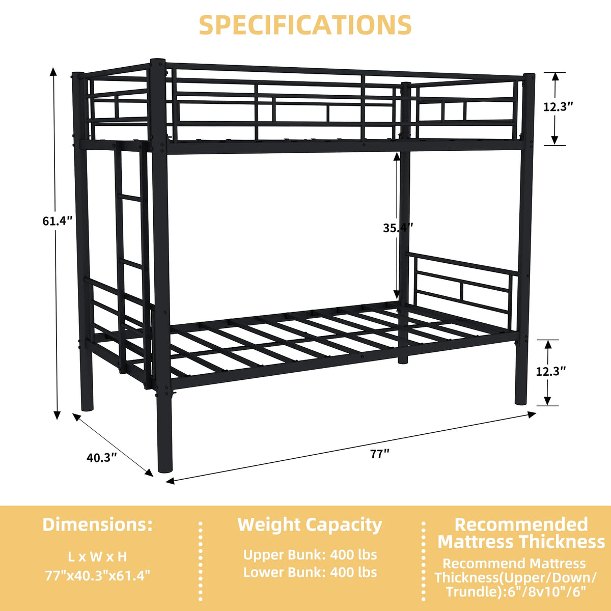 Twin Over Twin Metal Bunk Bed