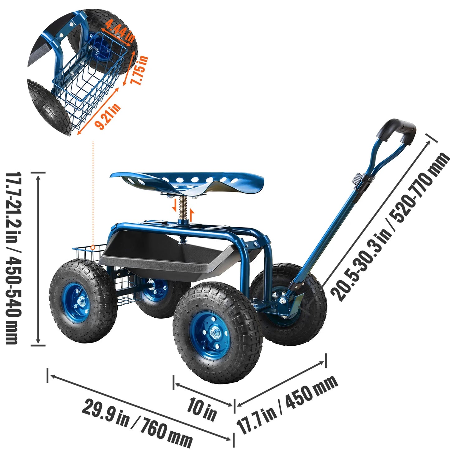 Garden Cart Rolling Workseat