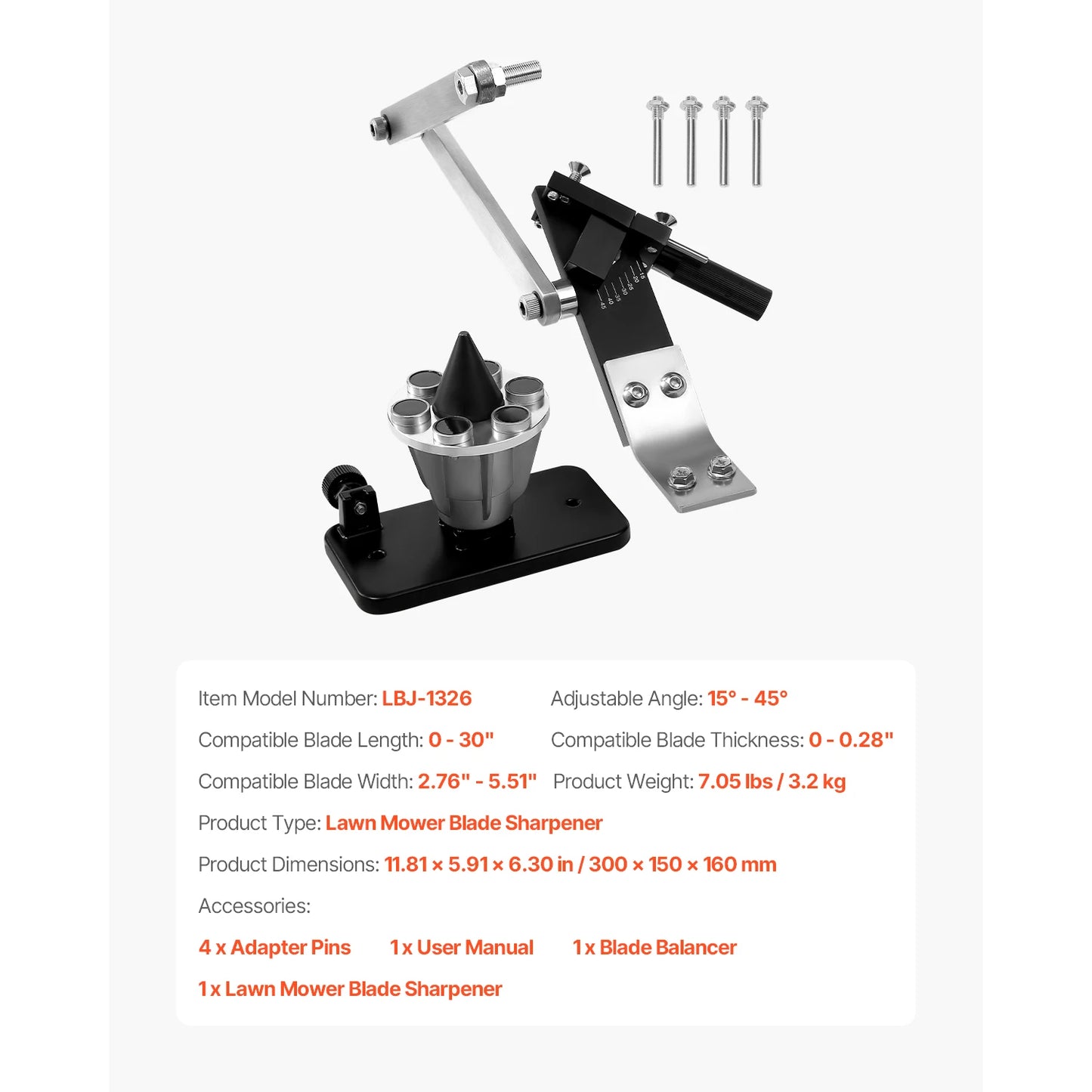 Lawn Mower Blade Sharpener Balancer 15° - 45° Adjustable