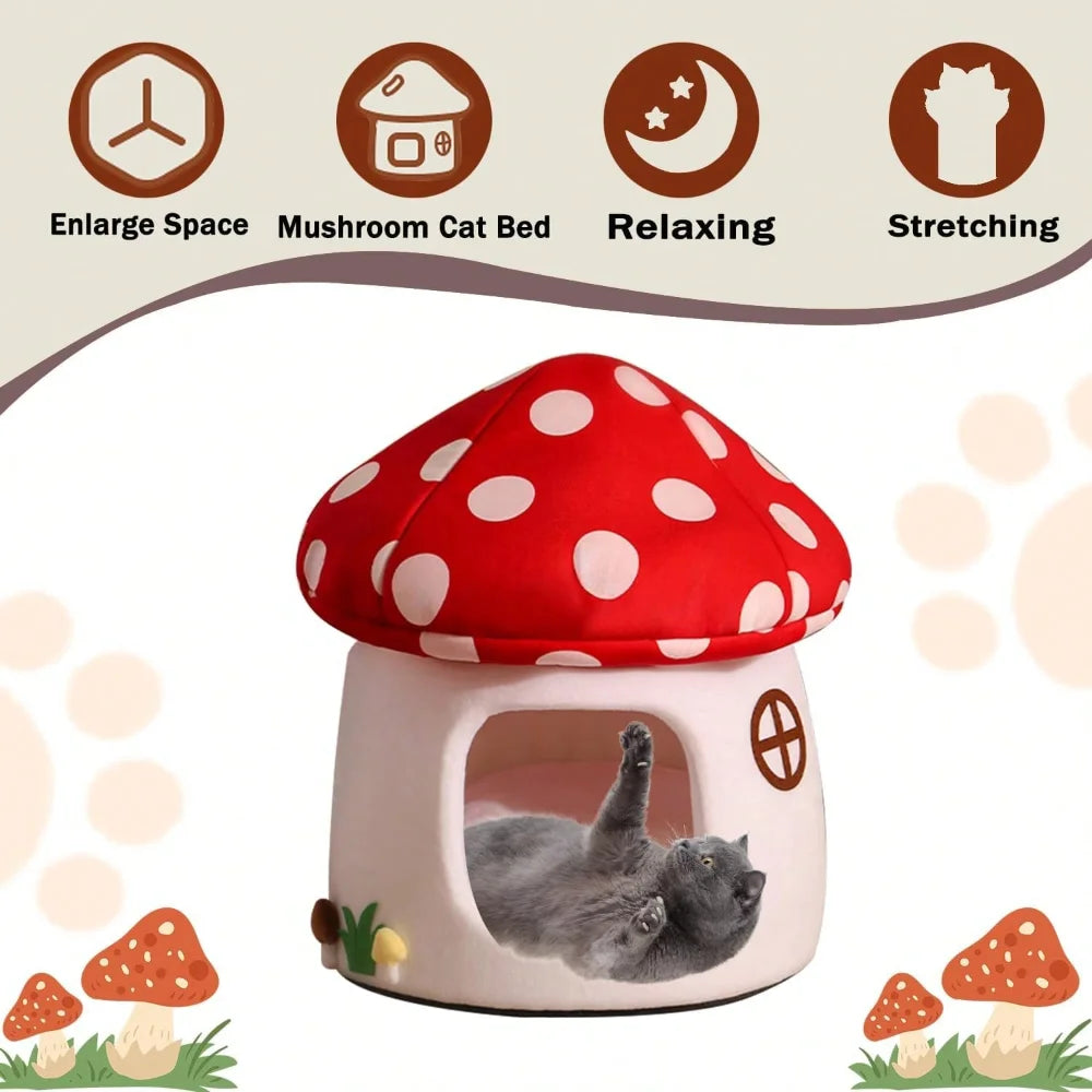 Soft Mushroom Cat Bed House
