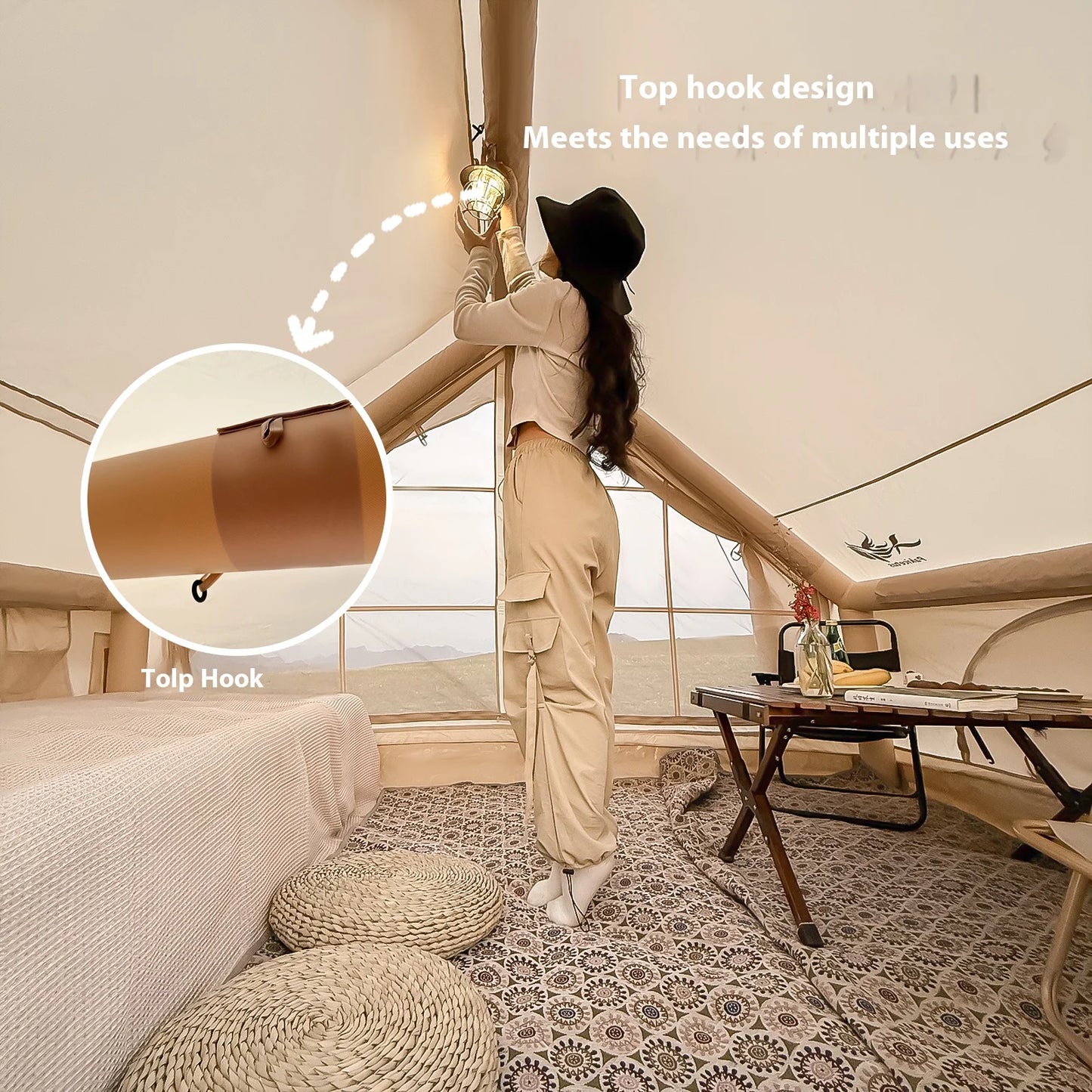 Inflatable , Luxury Camping Tents With Stove Plug