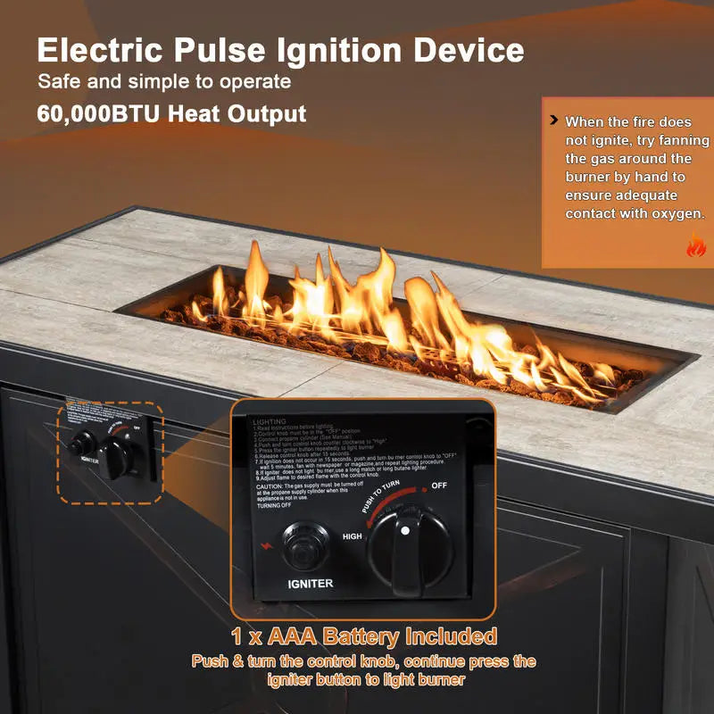 42 Inch 60000 BTU Propane Fire Pit Table