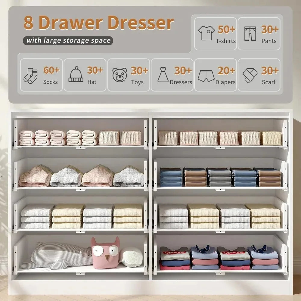 Fluted Dresser with 8 Drawer