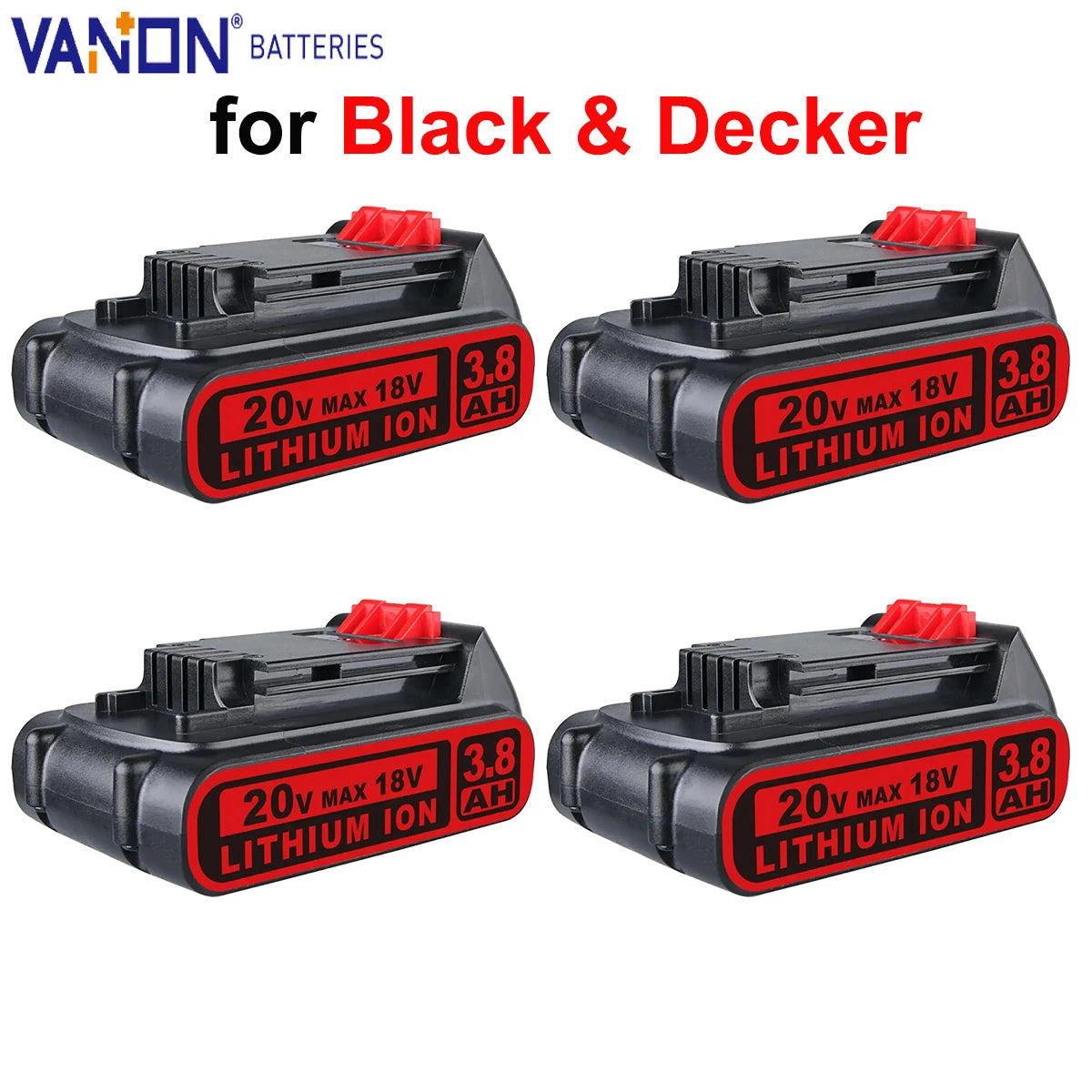 1/2/4Pack 3.8Ah Battery Replace for Black & Decker 20V