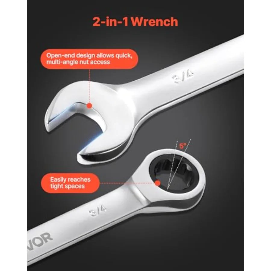 Combination Wrench Set 26-Piece SAE and Metric