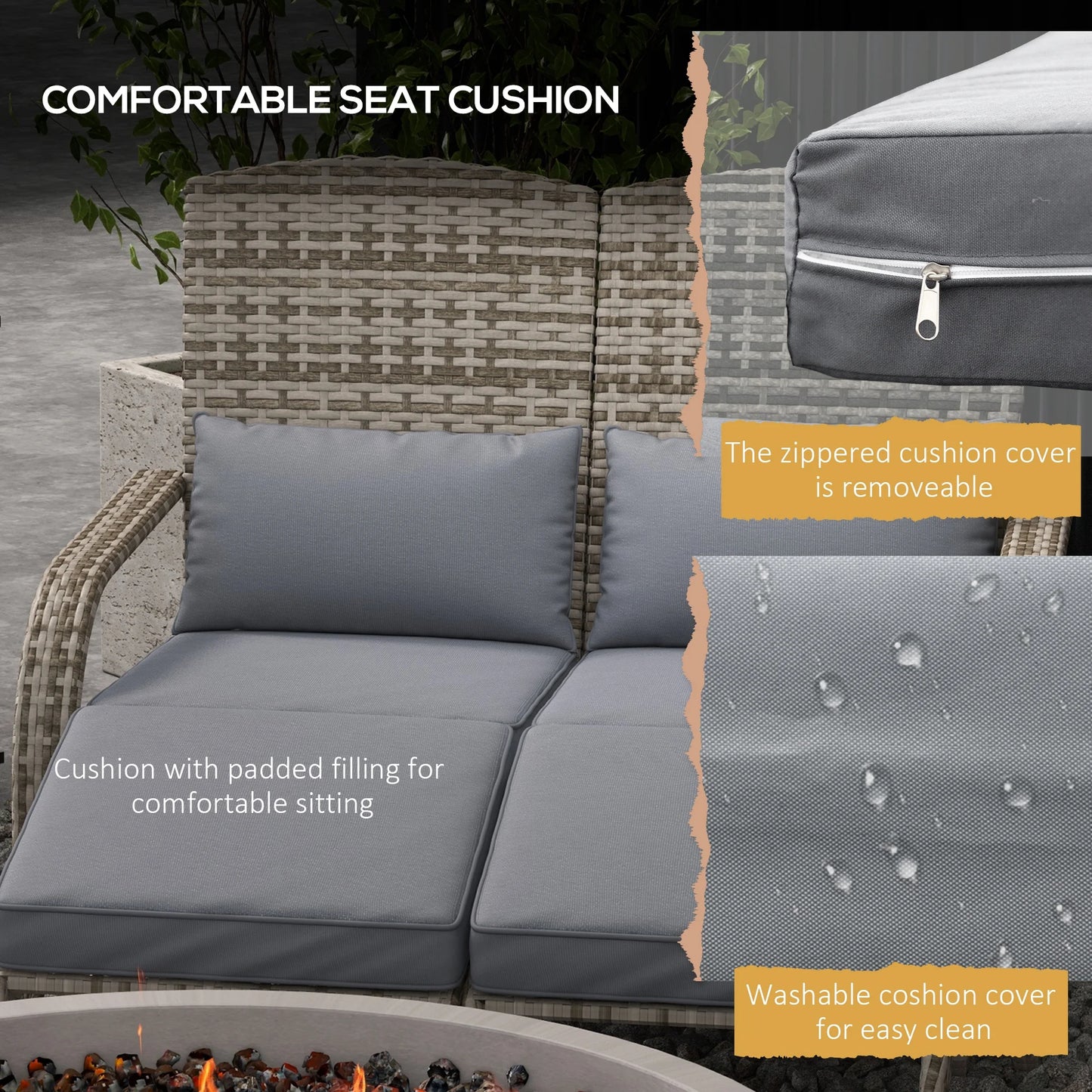 Patio Wicker Adirondack Chair with Cushion