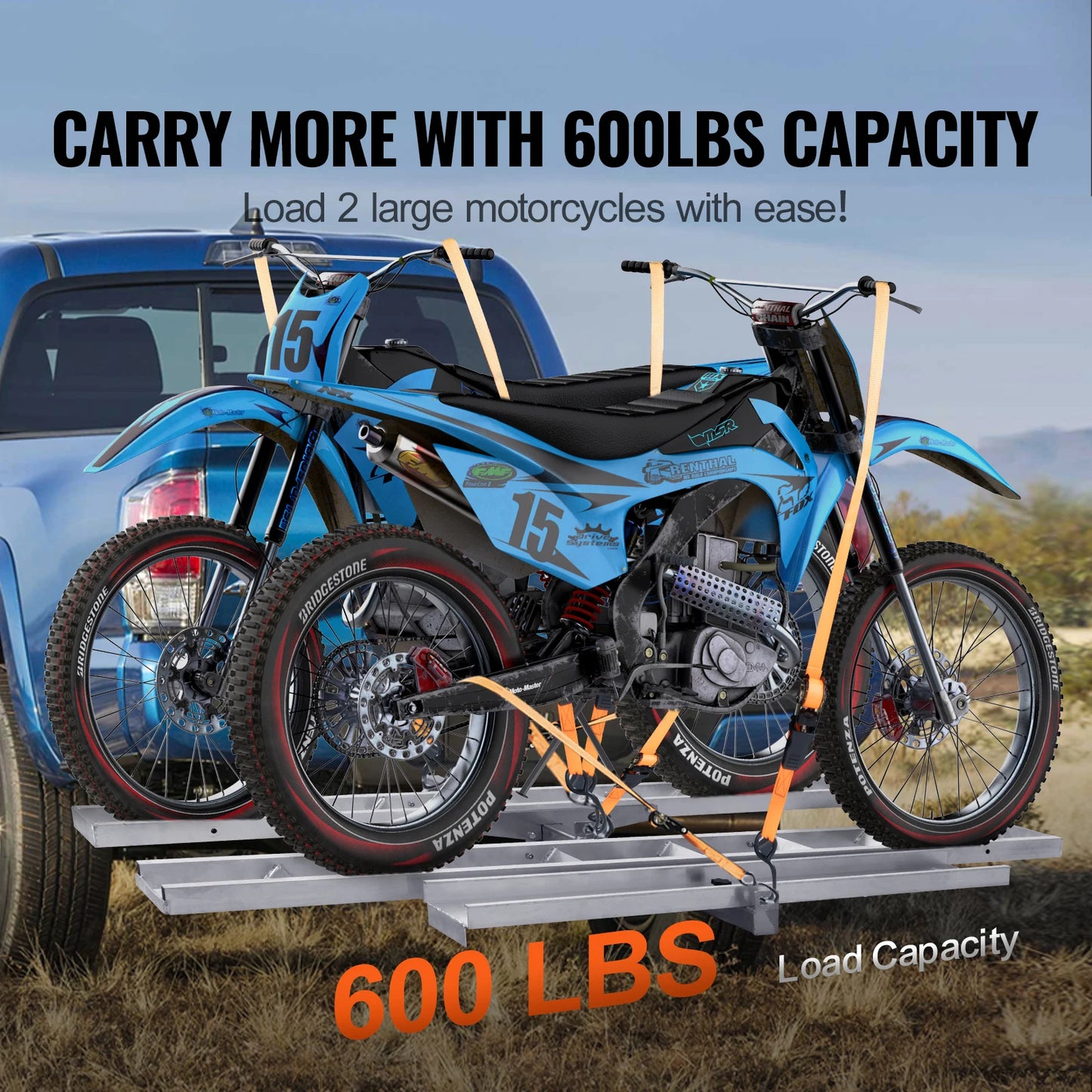 2-Bike 600LBS Aluminum Motorcycle Carrier Hitch Mount