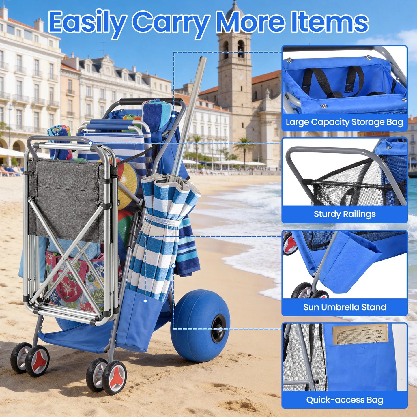 Foldable Beach Wagon Cart