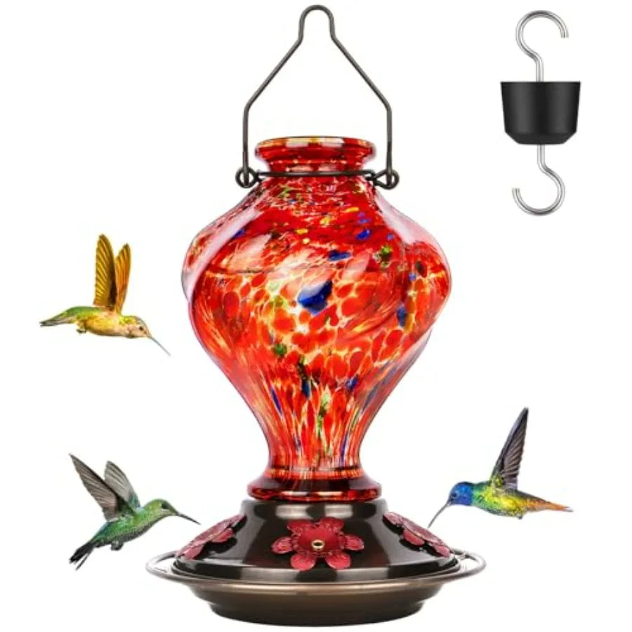 Hummingbird Feeder, Hand Blown Glass