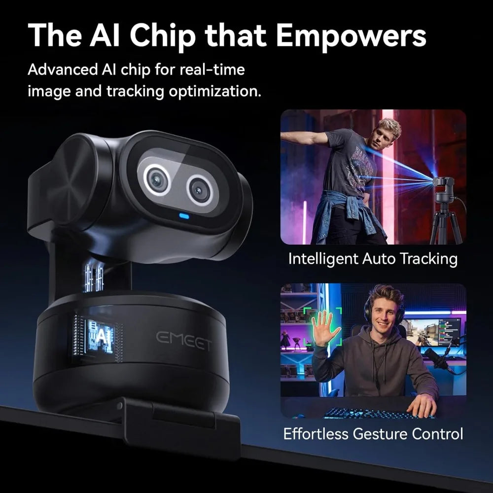 Dual-Camera AI PTZ 2K Webcam with Auto-Tracking