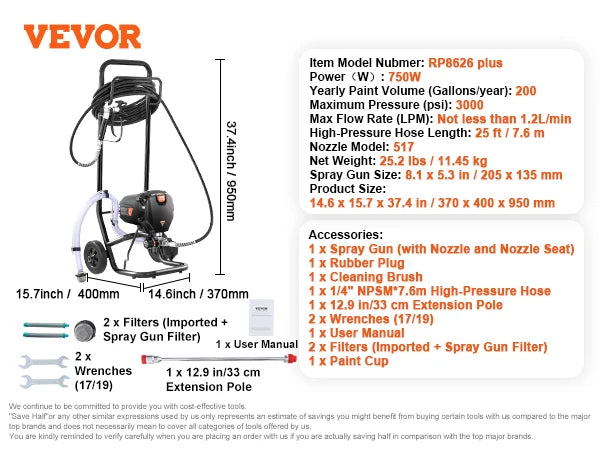 Airless Paint Sprayer 3000PSI
