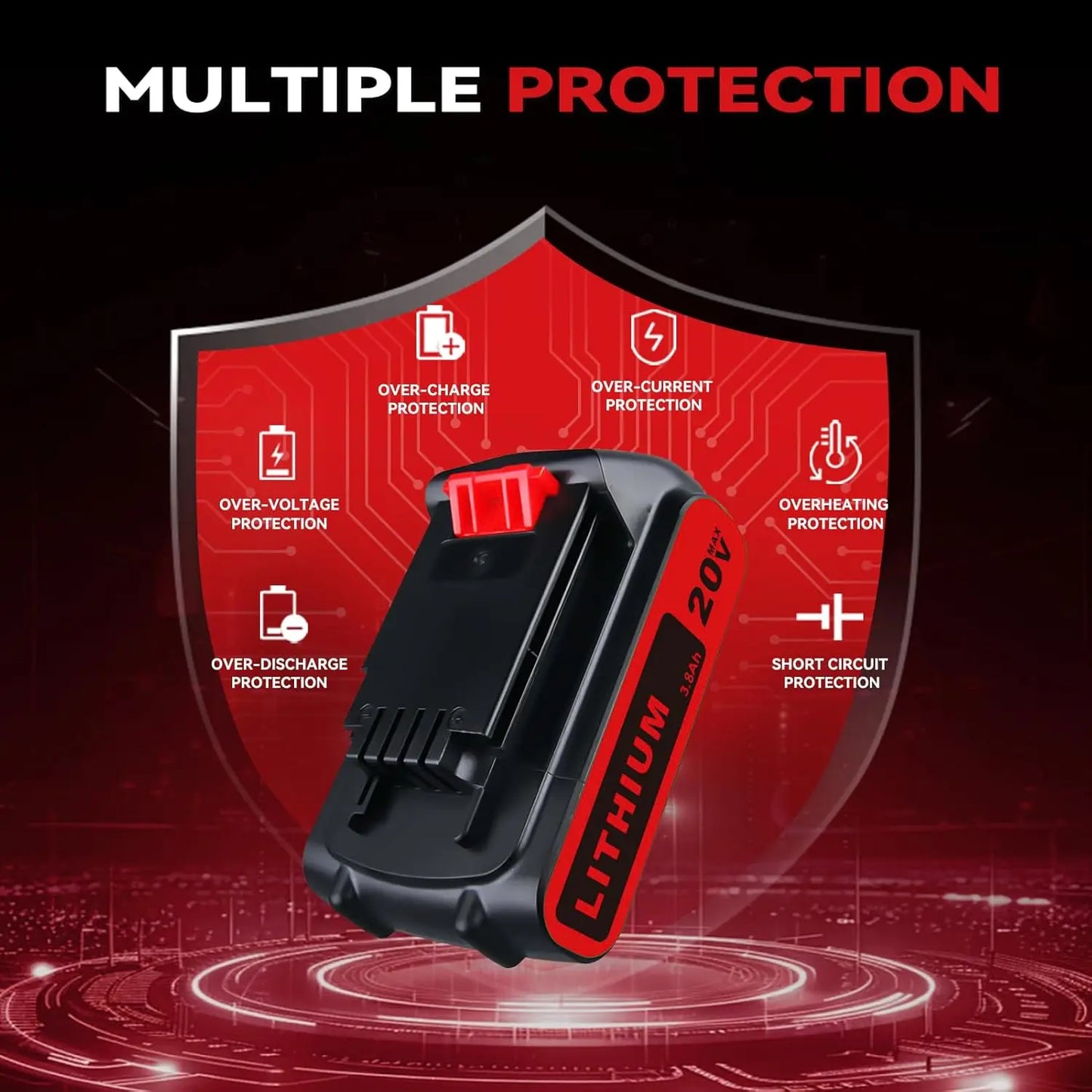 1/2/4Pack 3.8Ah Battery Replace for Black & Decker 20V