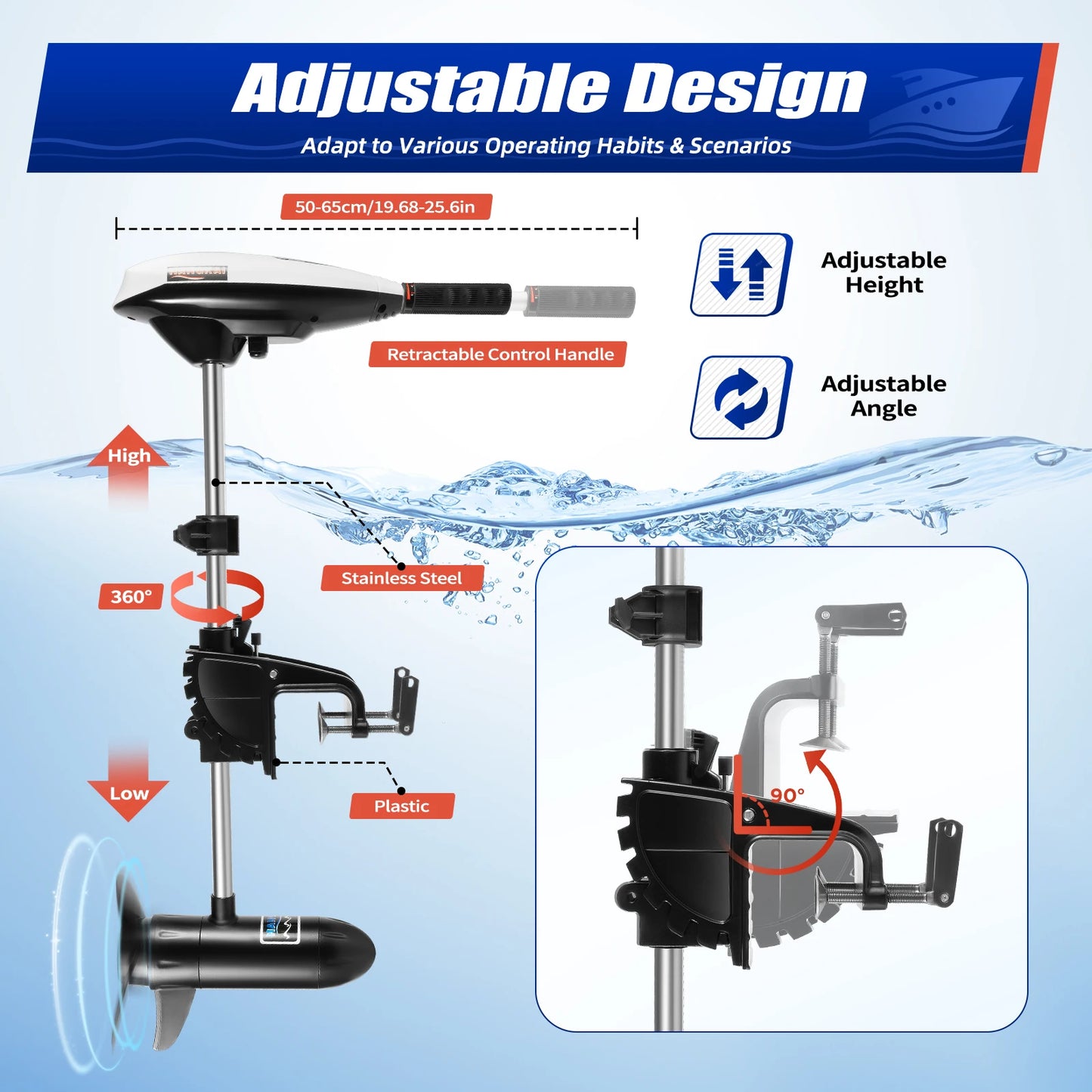12V 660w Lectric  Outboard Trolling Motor