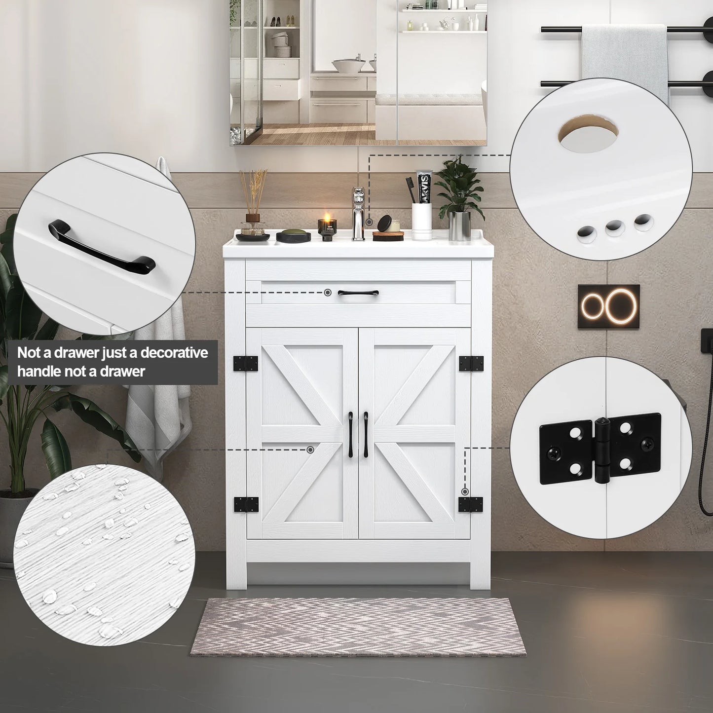 23" Bathroom Vanity with Ceramic Sink