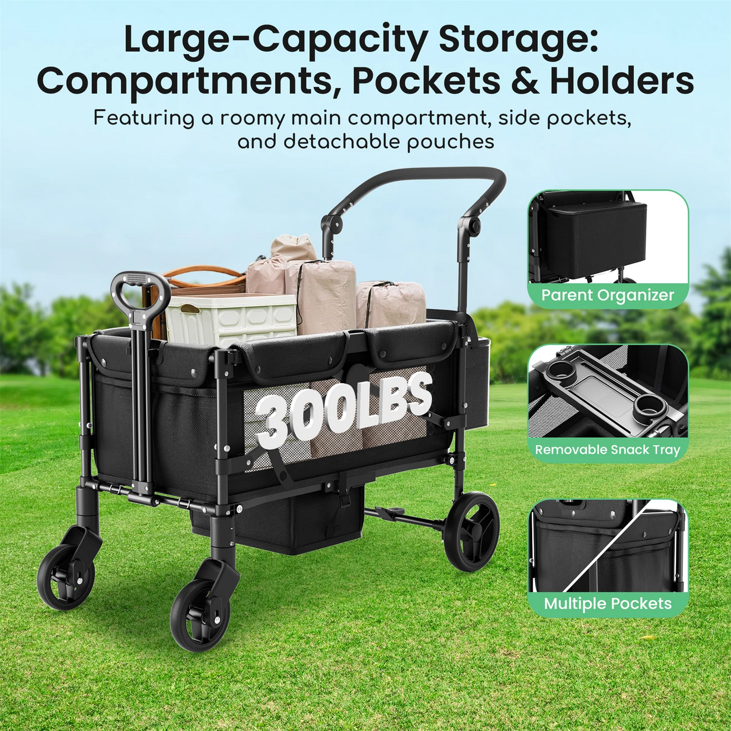 2 Seat Wagon Stroller For 2 Kids