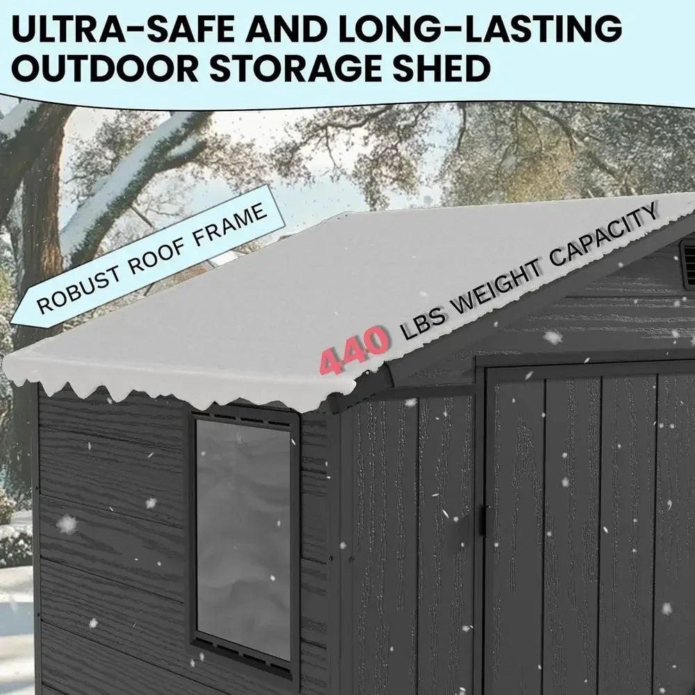 6x4 Plastic Storage Shed with Floor, Window, and Lockable Door