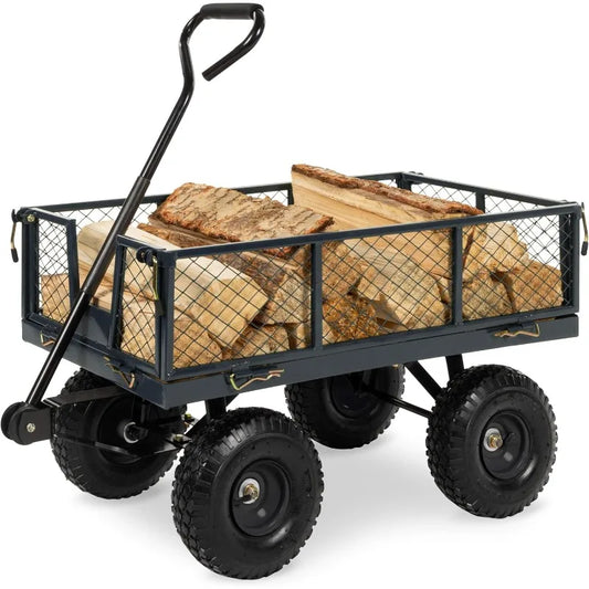 Wagon for Lawn, 400lb Capacity, Removable Sides