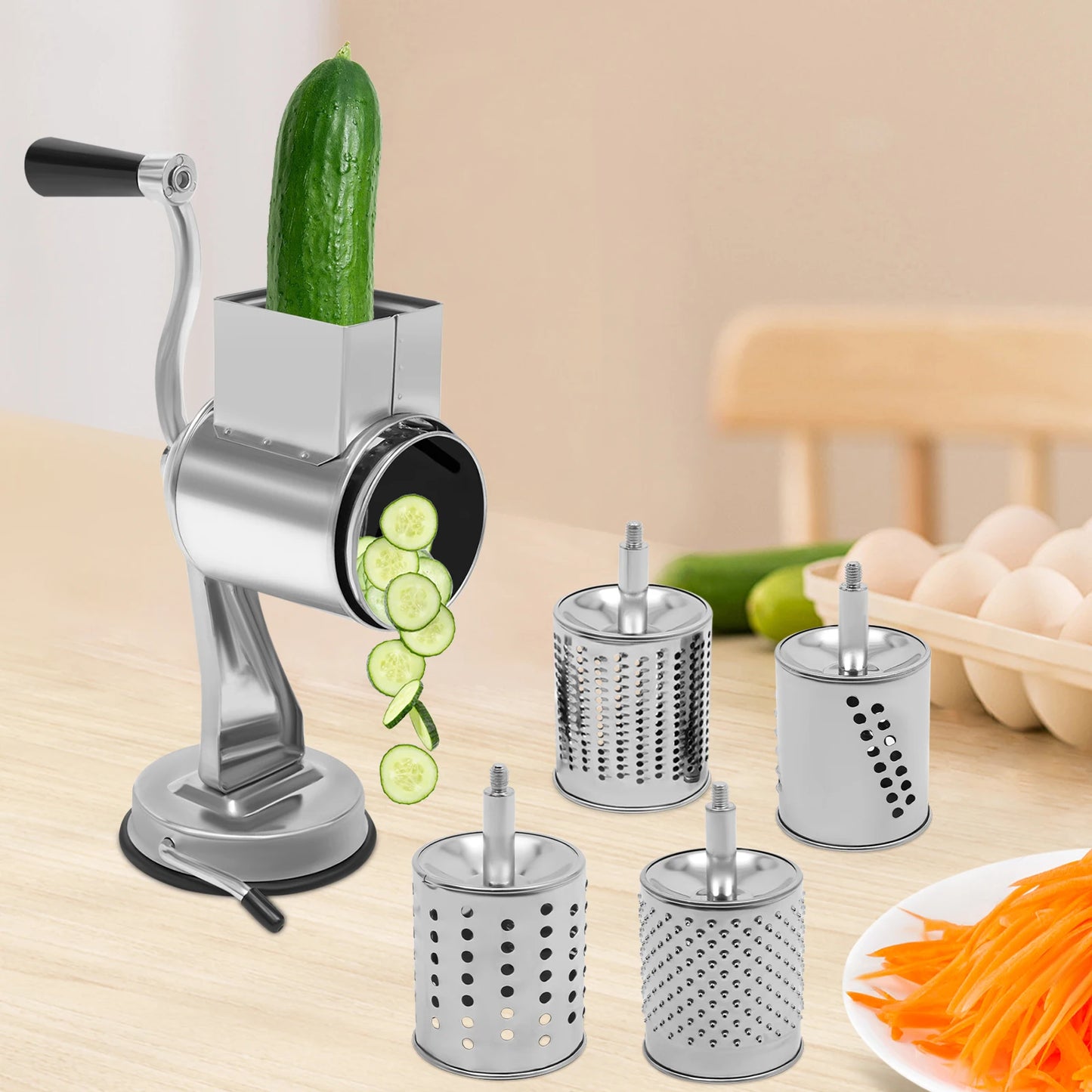 Rotary Grater W/5 Blades Stainless Steel Manual