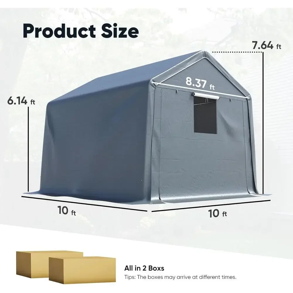 10x10 Heavy-Duty Storage Shed with Roll-Up Mesh Windows