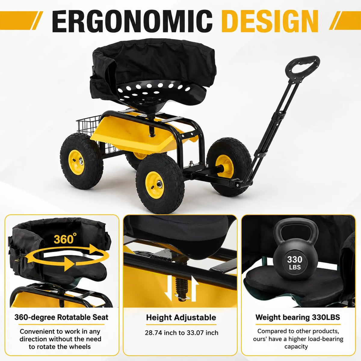 Rolling Garden Seat Cart