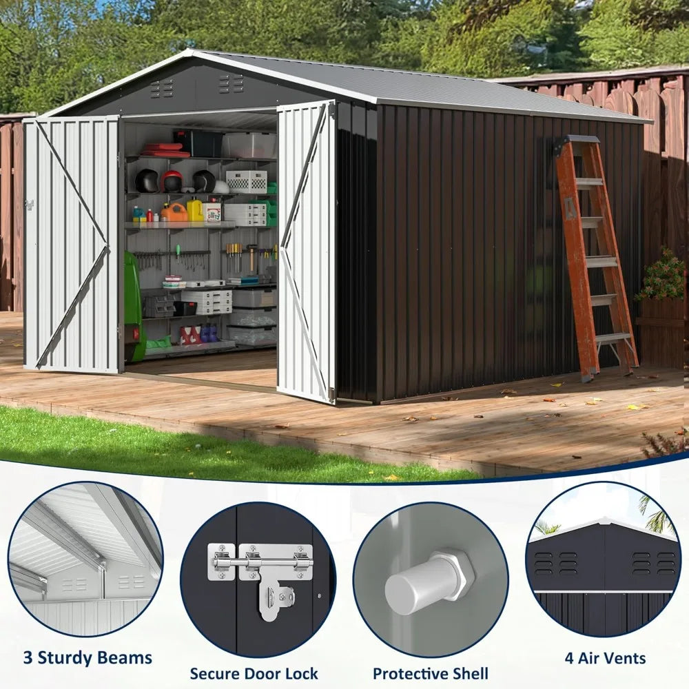 10x10 FT Metal Storage Shed,Lockable Doors