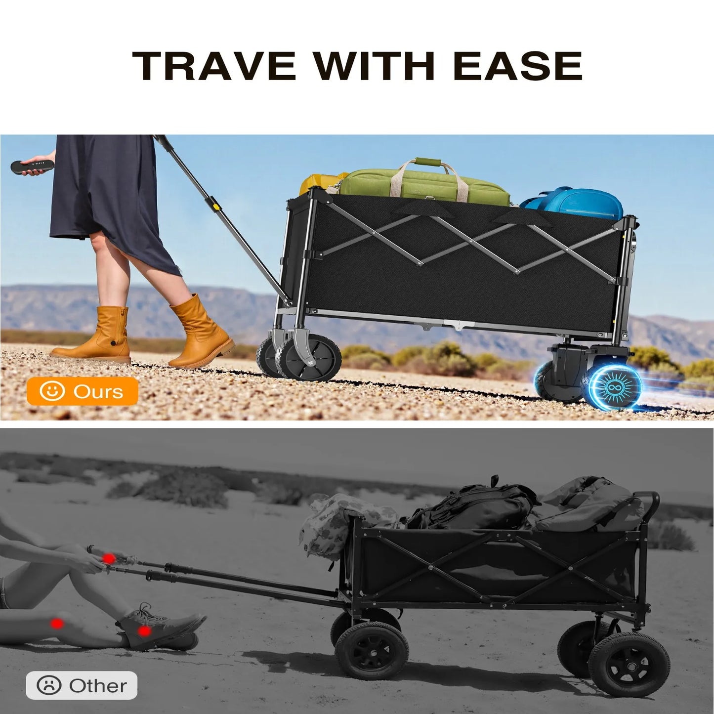 Foldable Electric Utility Wagon  All-Terrain Wheels