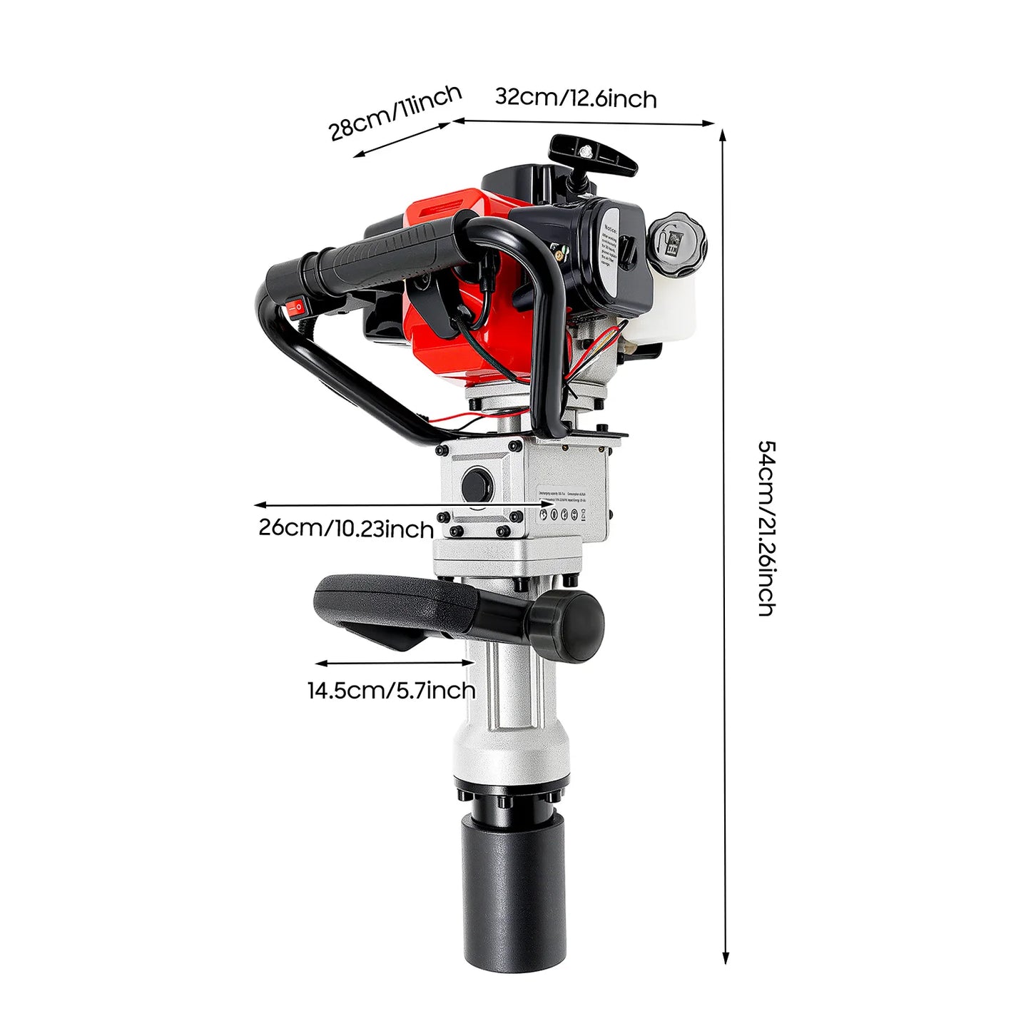 32.7cc 2-Stroke Engine Piling Machine, 2-in-1 Gas Powered T-Post Driver with Breaker Chisel, for Fence Post Driving, Demolition