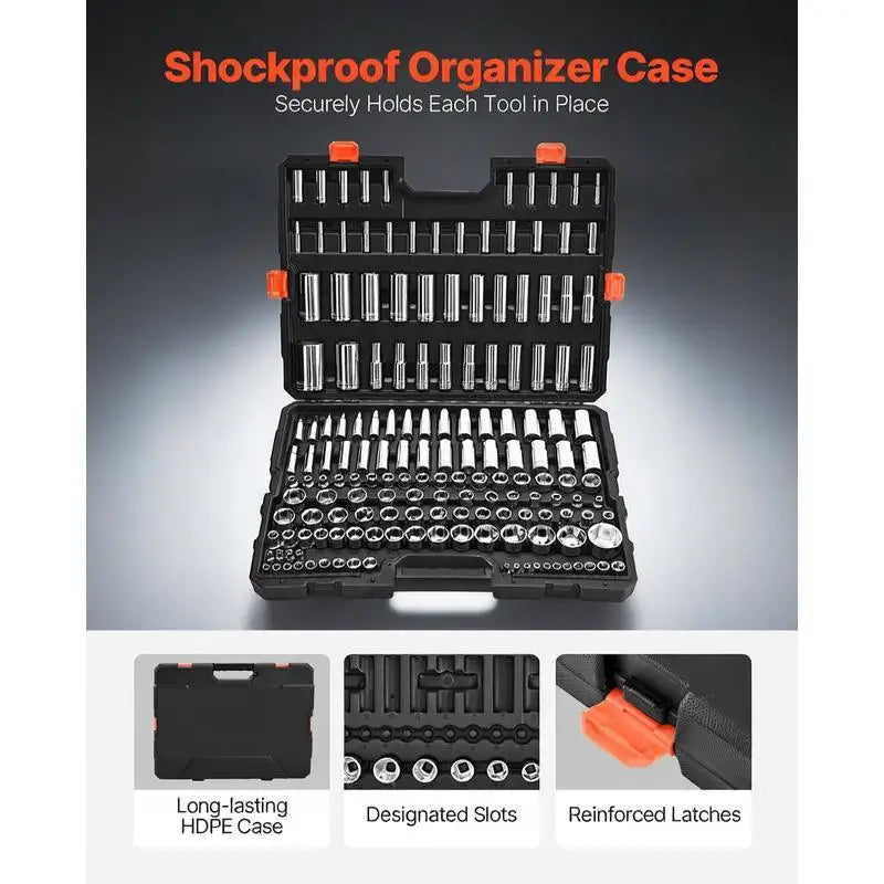 3/8 & 1/4 & 1/2 inch Drive Socket Tool Set, SAE and Metric