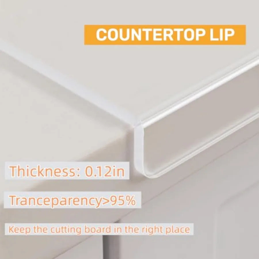 Acrylic cutting board with counter lip