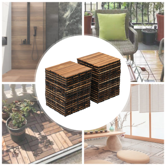 36-Pack 30x30 cm Acacia Mosaic Wood Deck Tiles