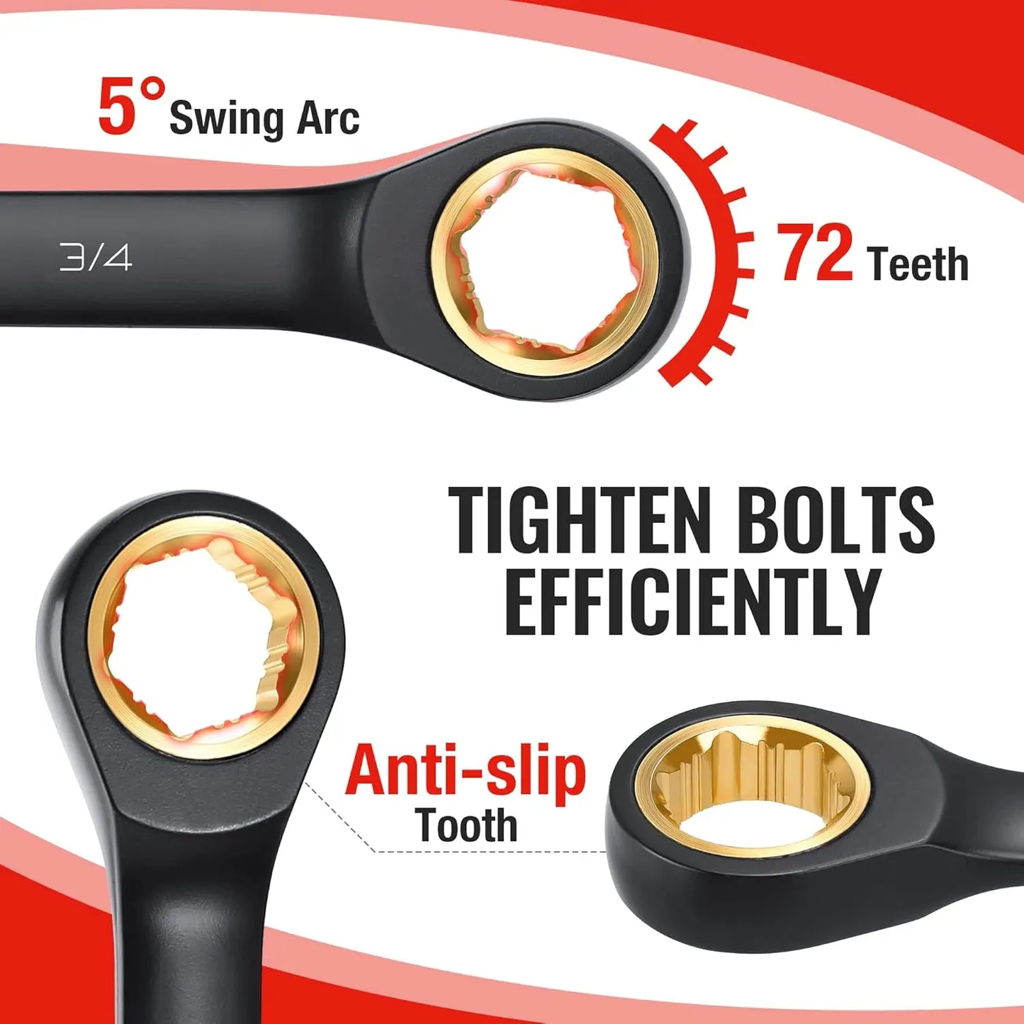 9-Piece  Ratcheting Wrench Set, SAE