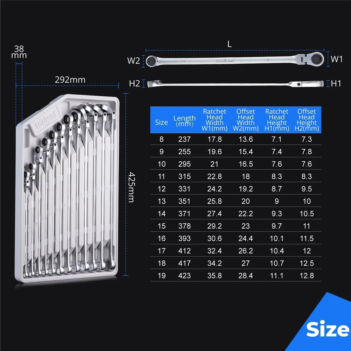 Extra Long Ratcheting Wrench Set