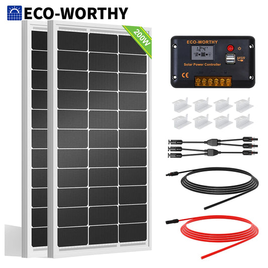 200 Watts 12 Volt/24 Volt Solar Panel Kit