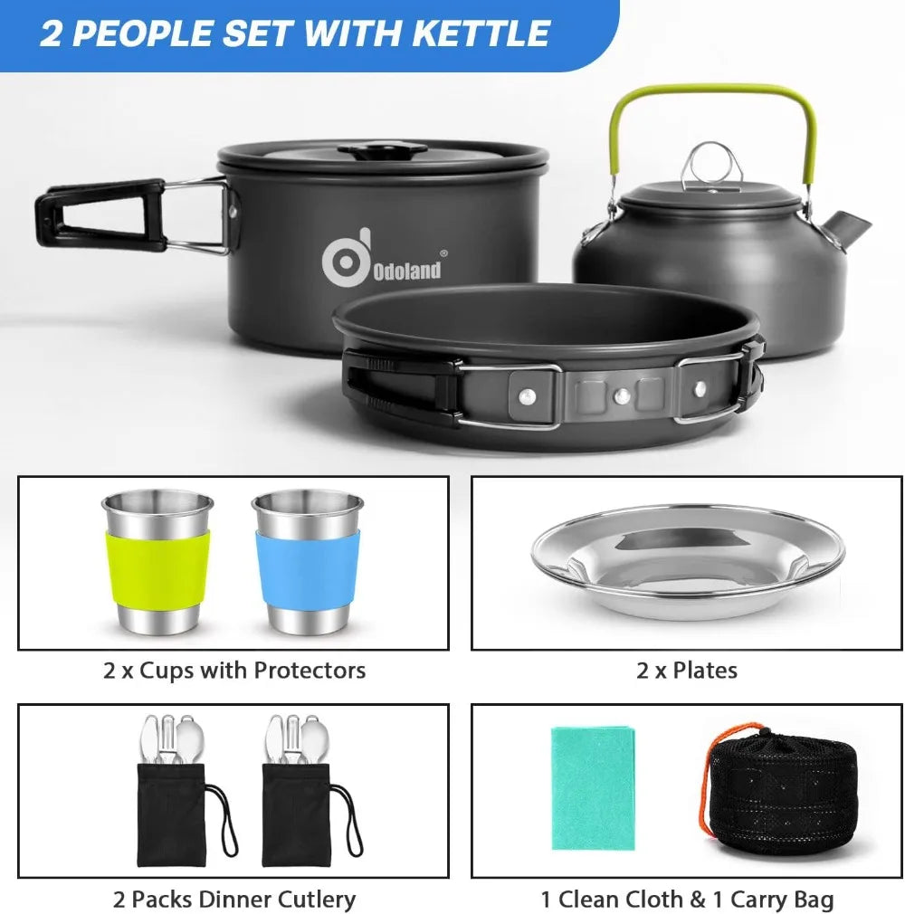 15pcs Non-Stick Camping Cookware Set