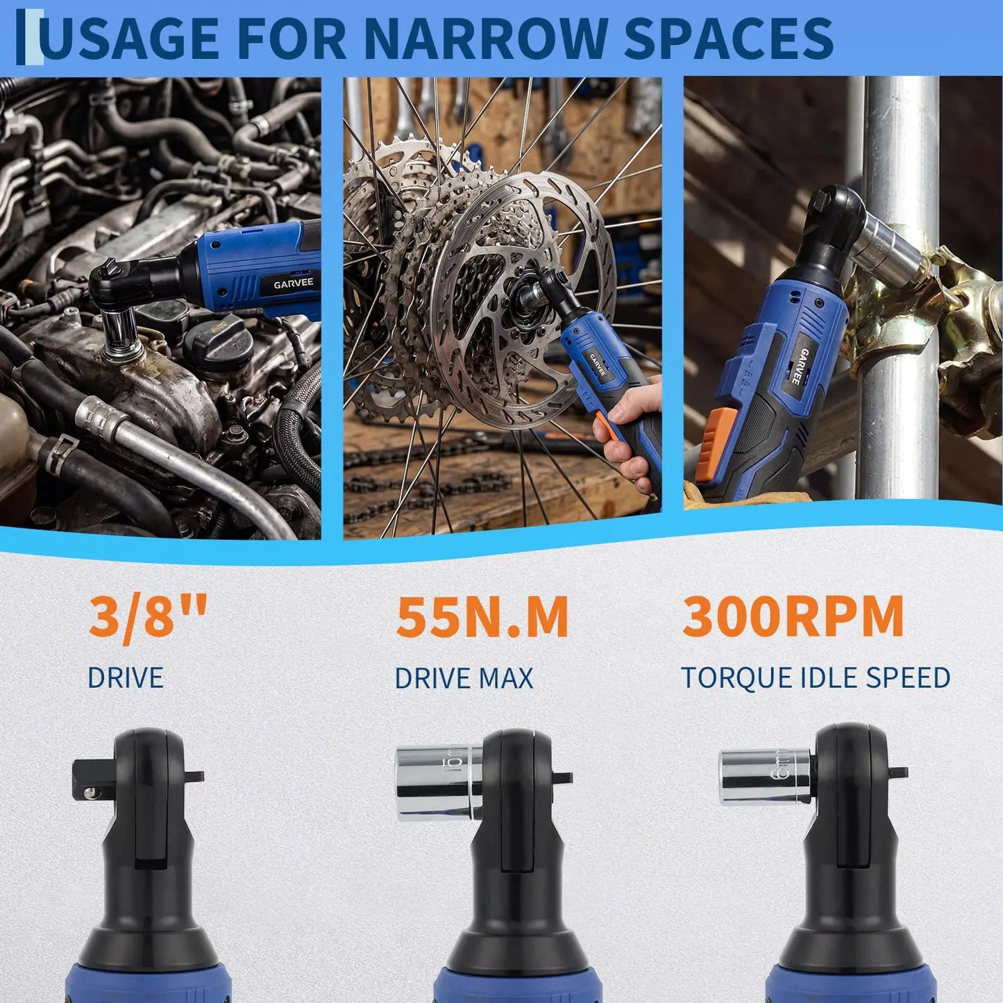 3/8in Cordless Electric Ratchet Wrench Kit