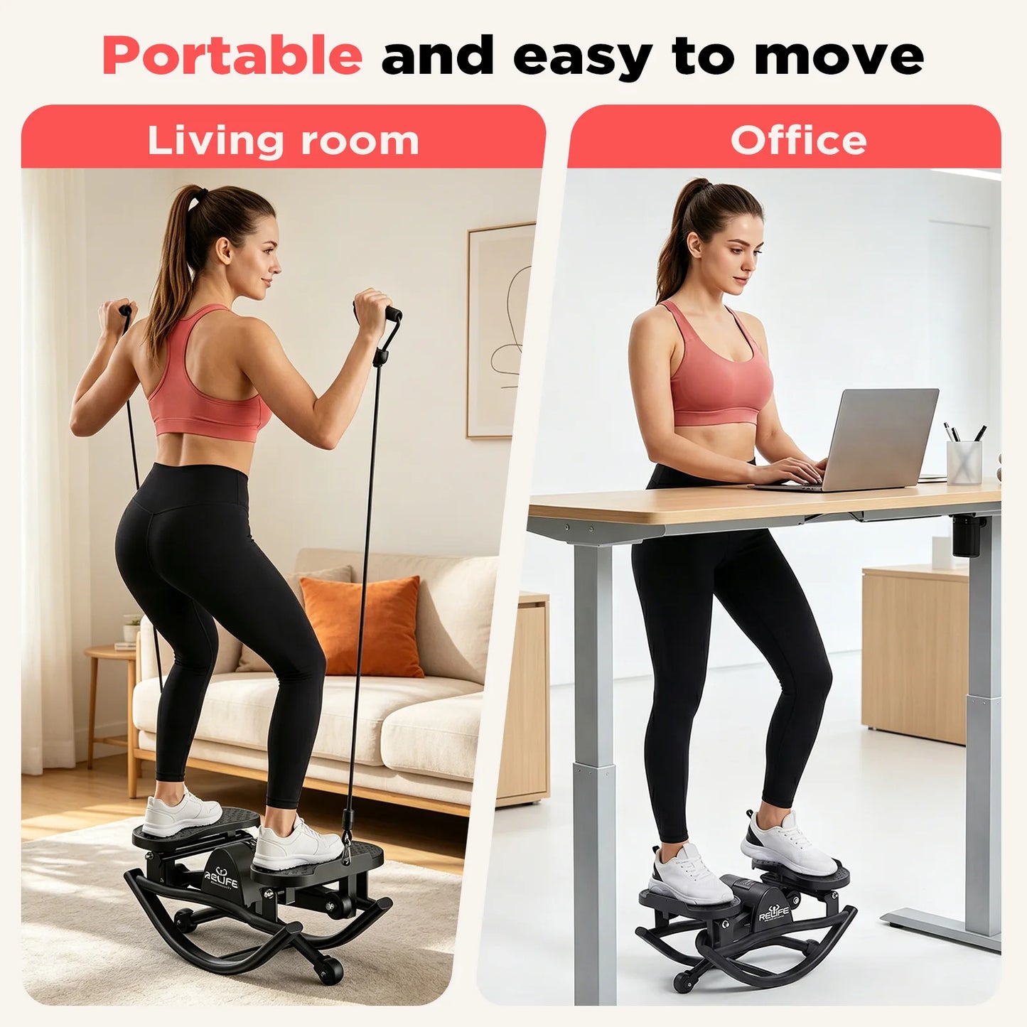 Lateral Rocking Stepper with Resistance Bands