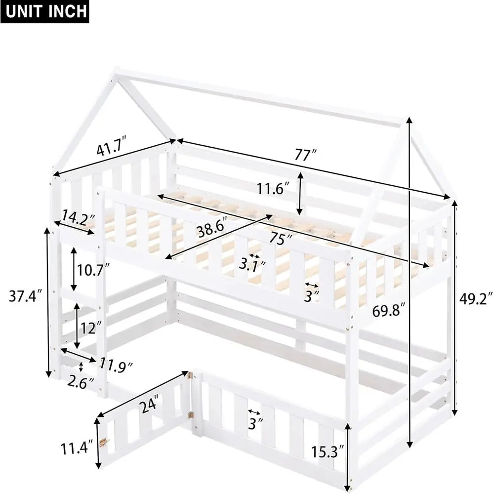 Twin Over Twin Bunk Bed with Stairs