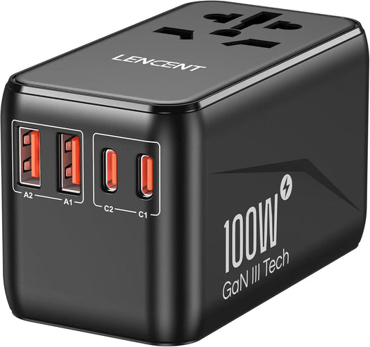 Universal Travel Adapter with 100W GaN3 Fast Charging